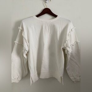 Time & Tru Ruffled Sweater |Color: White | Size: Small |